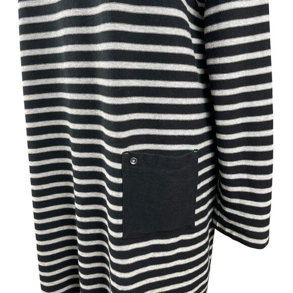 J Jill Women's Sweater Dress Size Large Tall Black Gray Striped Long Sleeve - Picture 4 of 11